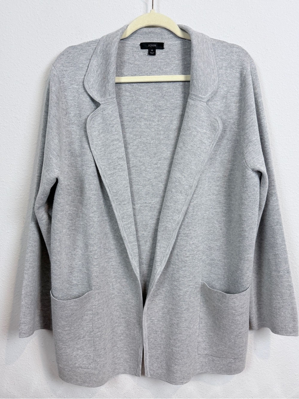 J. Crew Heather Gray Open-Front Knit Sweater Blazer Cardigan M